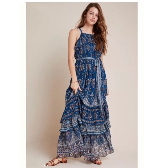 NWT Anthropologie Sasha Ruffled Maxi Dress S - Picture 1 of 5